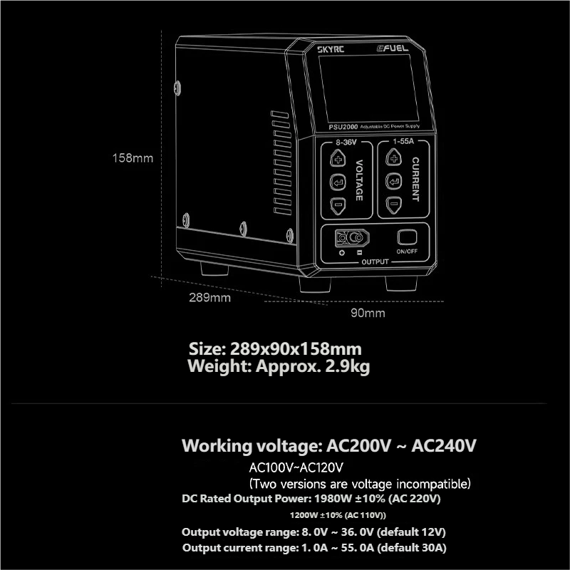 SKYRC PSU2000 1980W Adjustable - đánh giá và giá Drone Battery