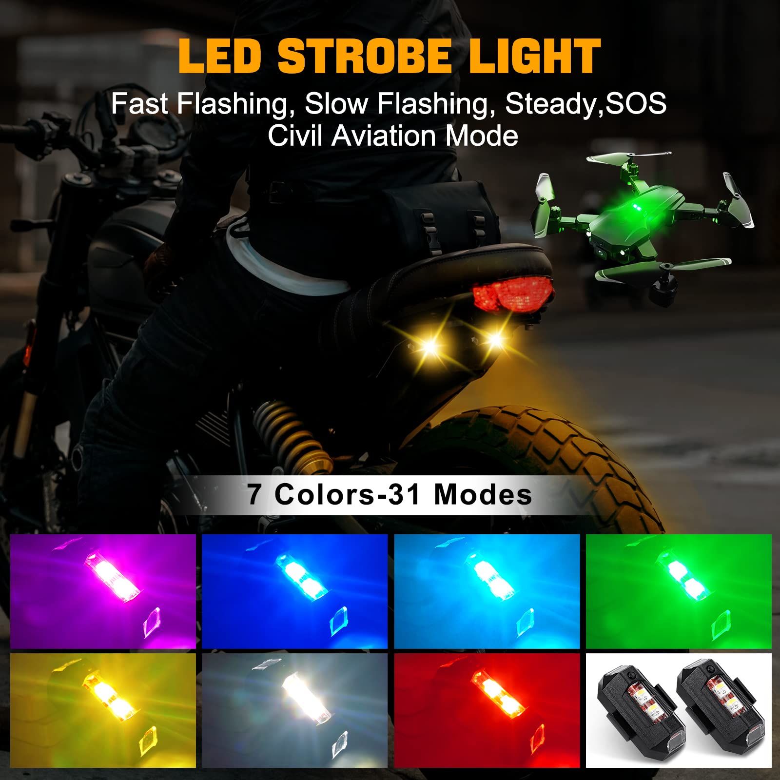 Motorcycle Lights Drone Strobe - đánh giá và giá Drone Led Light